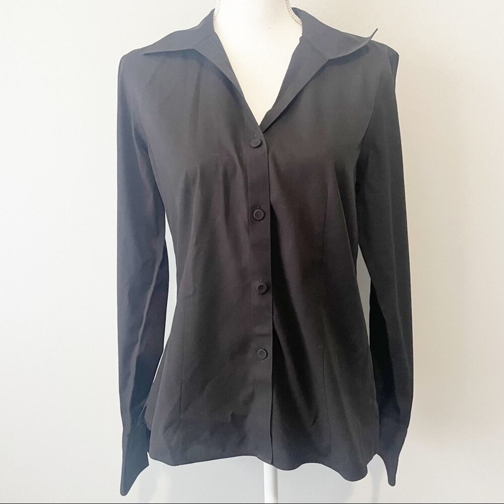 Talbots Black Button Down Wrinkle Resistant Top S… - image 8